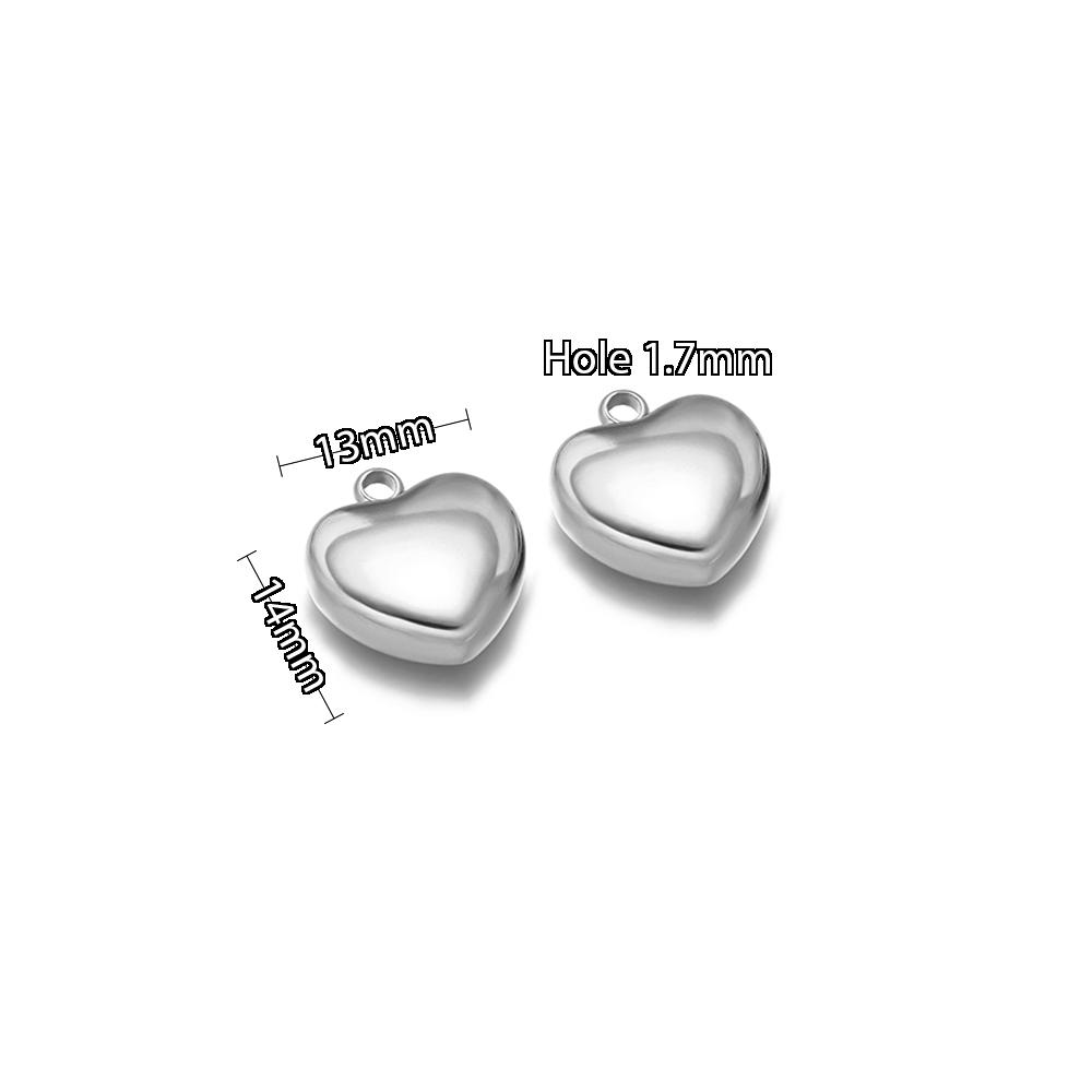 5pcs Stainless Steel New Fashion Three-dimensional Heart Charms Pendants PVD Gold Plated Necklace Homemade Bracelet DIY Jewelry