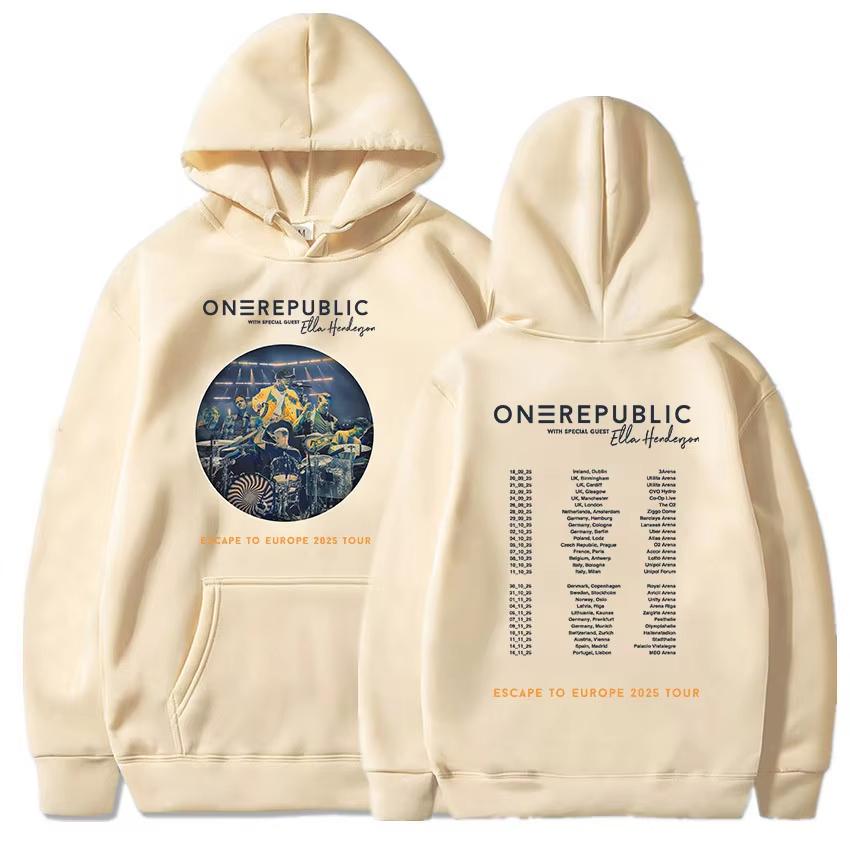 OneRepublic Escape To Europe Tour Hoodies New Autumn Casual Male Sweatshirts Long Sleeve Band Printing Sudaderas Unisex Hoodie