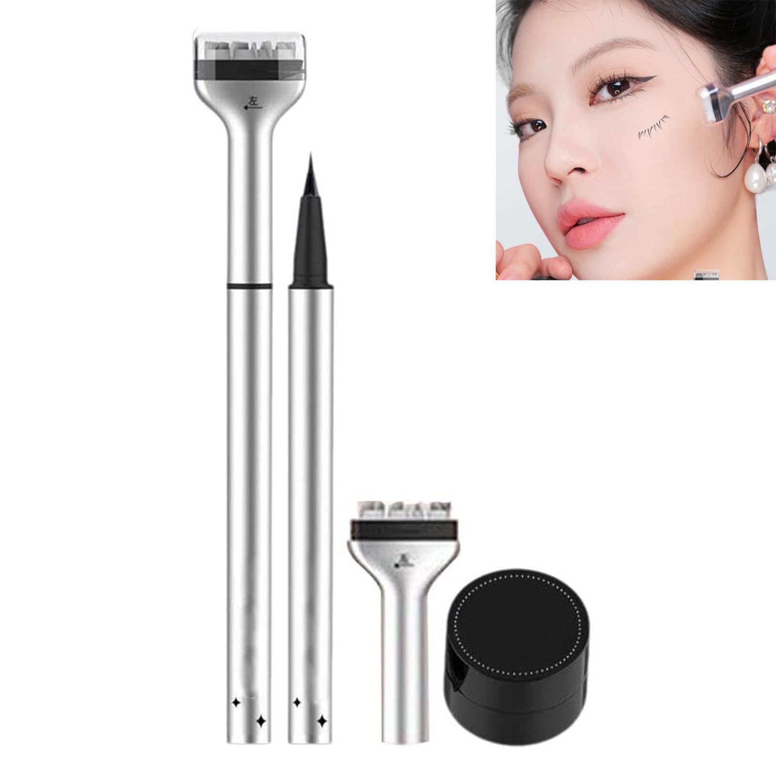 

Eyelash Stamp, Lower Eyelash Stamp, Eyeliner Included, 2-in-1 Eye Makeup Tool, Reusable, Long-lasting, Waterproof, Beginner-Friendly, for Commuting,