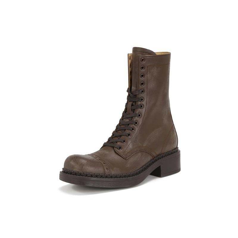 Cowhide version thick-soled heightening boots long boots women's autumn and winter high knight boots wide cowboy boots
