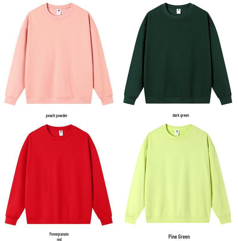 Women's White Korean-Style Crew Neck Pullover Sweatshirt - Pure Cotton, Trendy for Spring/Autumn 2024