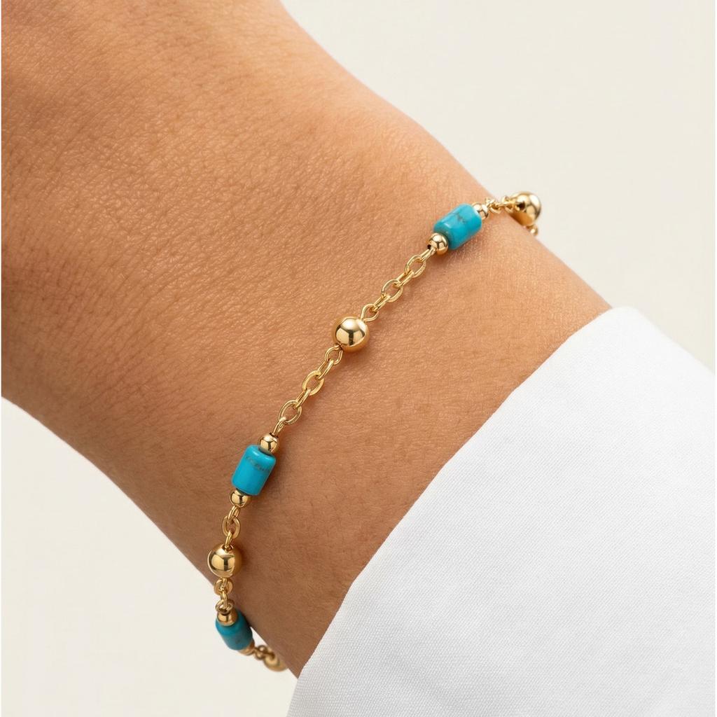 Handmade Turquoise Choker Necklace Beaded Cylinder Stone Chain for Women Summer Beach Boho Vacation Jewelry
