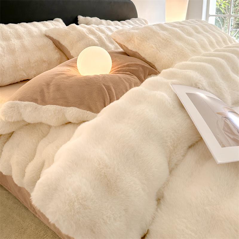 Lilang Double-Sided Bubble Fleece 4-Piece Bedding Set