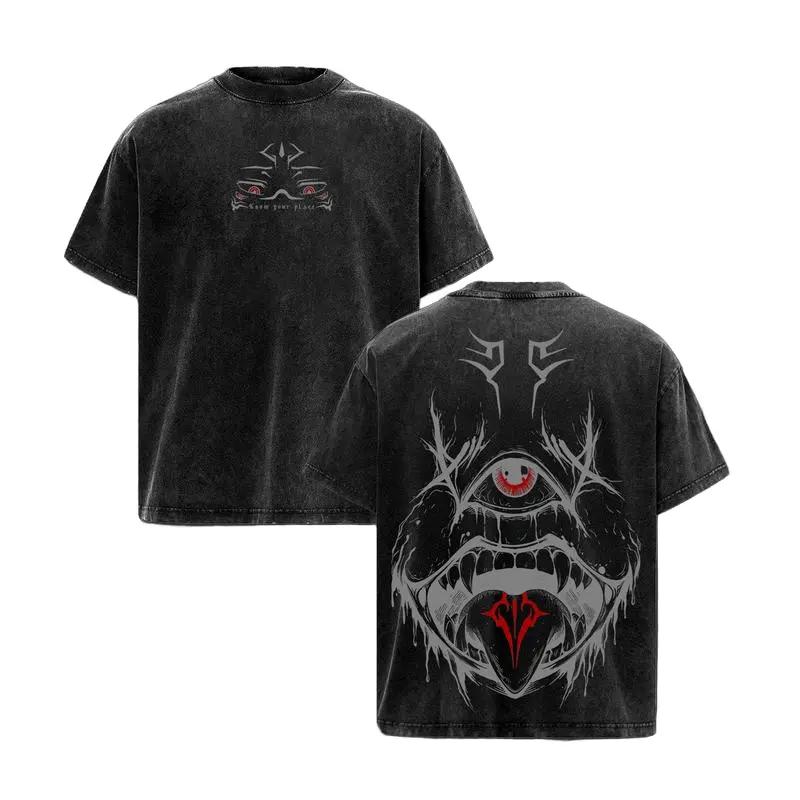 Anime Jujutsu Kaisen Ryomen Sukuna Cool Graphic T Shirt Men Women Clothing Casual Cotton Tshirt Washed T-shirt Harajuku Male Top