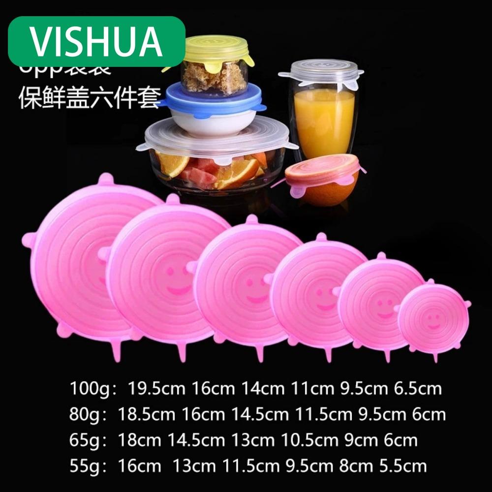 

6 шт. Многоразовые силиконовые крышки для еды/посуды