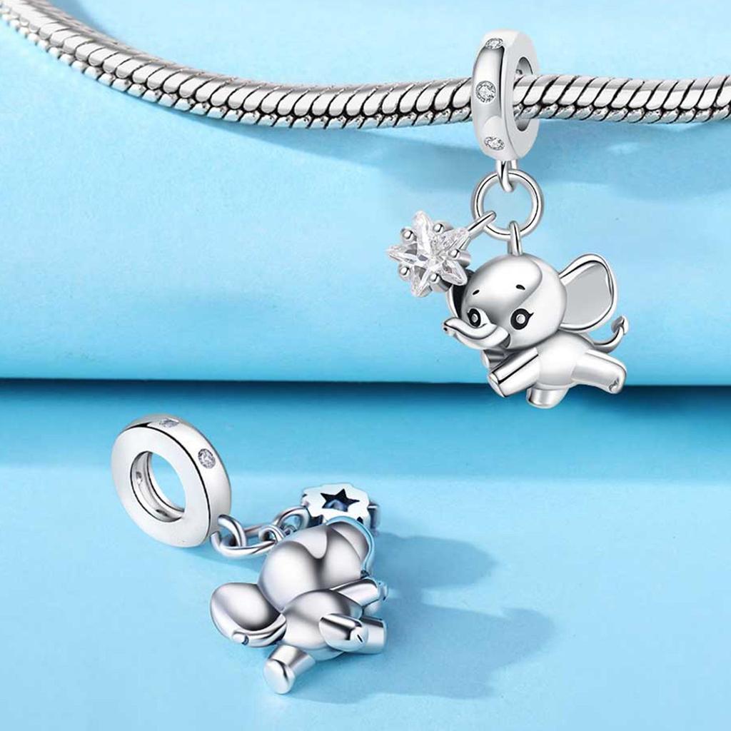 S925 Silver Cute Panda Bear Penguin Beaded Pendant Bracelet Handmade Jewelry Gift for Women Girls
