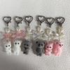 Handmade Bowknot Keychain Bear Cat Pendant Keyring Fashionable Bows Phone Lanyard Ornament Accessory for Keys Bag Purse