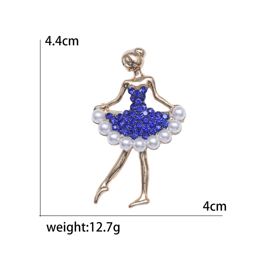Rhinestones Dancing Girl Brooch for Women Unisex Simulation Pearl Lapel Pins Banquets Party Gift Jewelry Accessories
