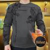 Men's Fleece-Lined Rhinestone Sweatshirt: Trendy, Warm, Long-Sleeve, Plus-Size, Round Neck for Autumn and Winter.