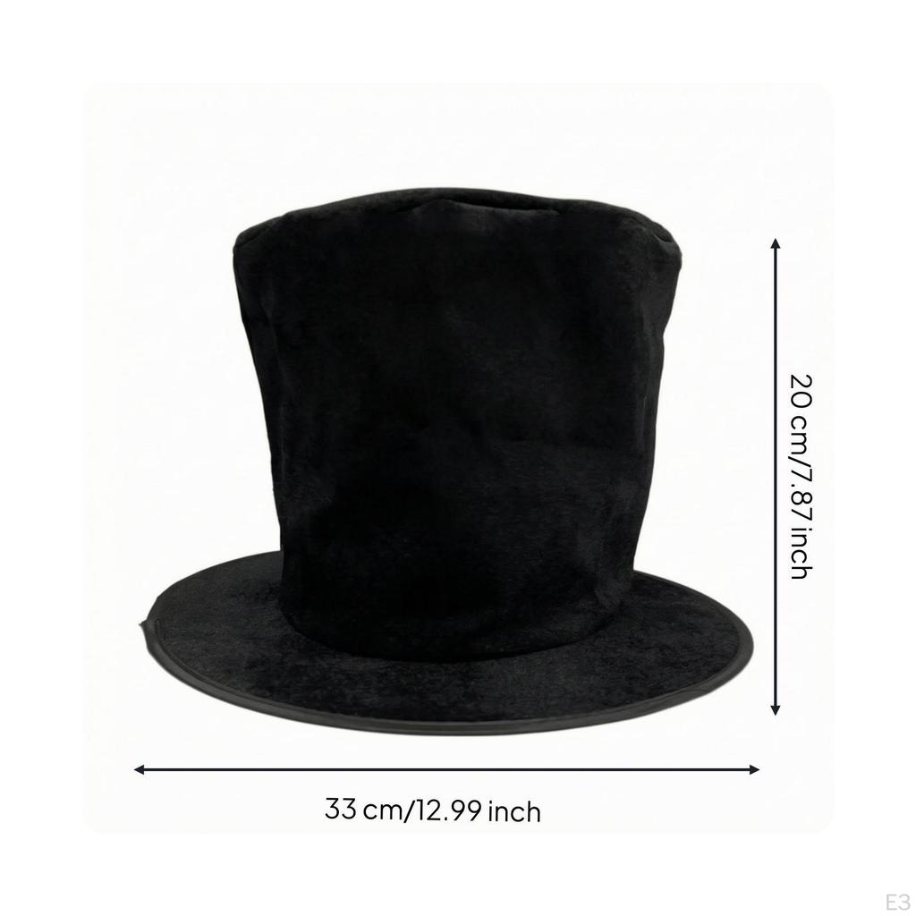 Tall Top Hat Stage Costume with Wide Brim Cylindrical Crown Headwear for Entertainers,