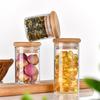 Round Glass Jar with Bamboo Lid, 47mm - Ideal for Tea, Dried Flowers, Kitchen Storage, Candy, and Incense.