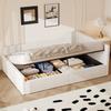 Tapicerowana sofa dzienna 140x200 ze schowkiem pod spodem, Beżowa