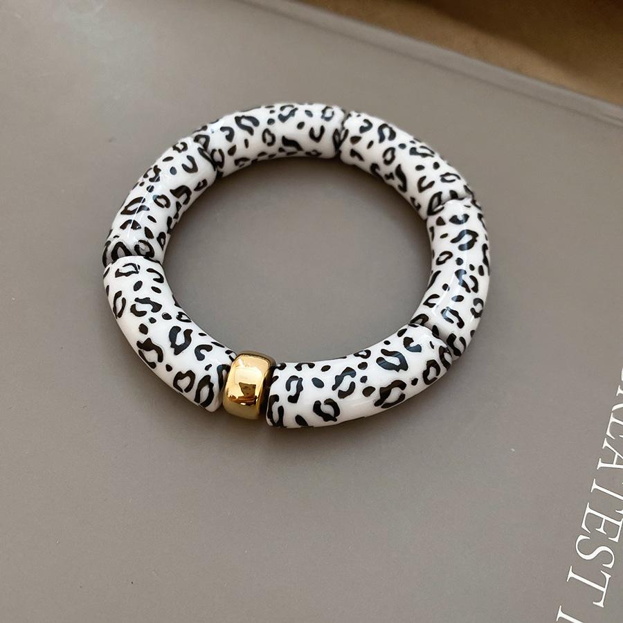 European and American Irregular Geometric Printing Diamond-encrusted Resin Bracelet Light Luxury High-end Bracelet Exaggerated Temperament Jewelry