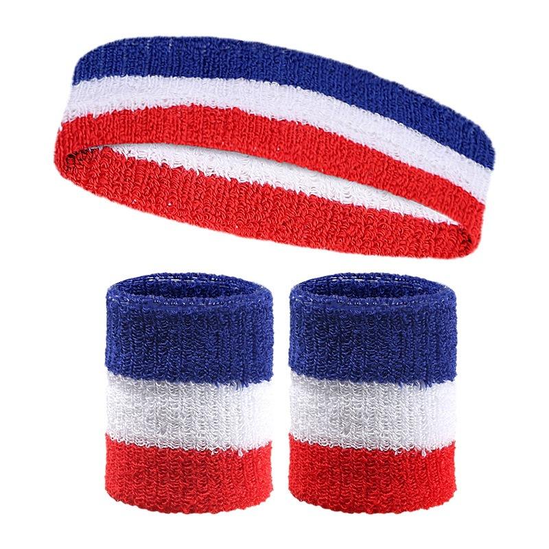 

Rainbow Bracer Headband Combination Towel High Elasticity Sweat Absorbing Sports Basketball Band Hair Bracer Three-piece Set Tool