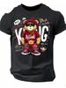 Men'S Teddy Bear King Graphic T-Shirt - Urban Streetwear Crew Neck Tee with Hip-Hop Bear & Golden Ch