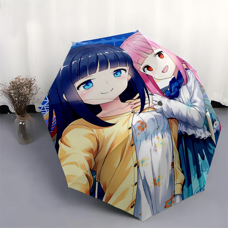 1pc Anime Characters Automatic Opening Folding Umbrella with Floral Print - 8 Bone Iron Frame, Suitable for Fans, Travel, Daily Use, Festival Gift.U02