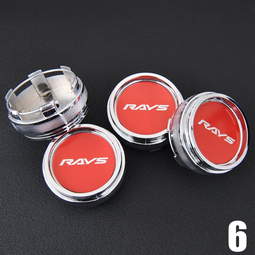 4PCS JDM Sport Rim Cap Clip 62mm VOLK RAYS Emblem Sticker Wheel Center Hub Caps Car Cover Cap Black & Silver