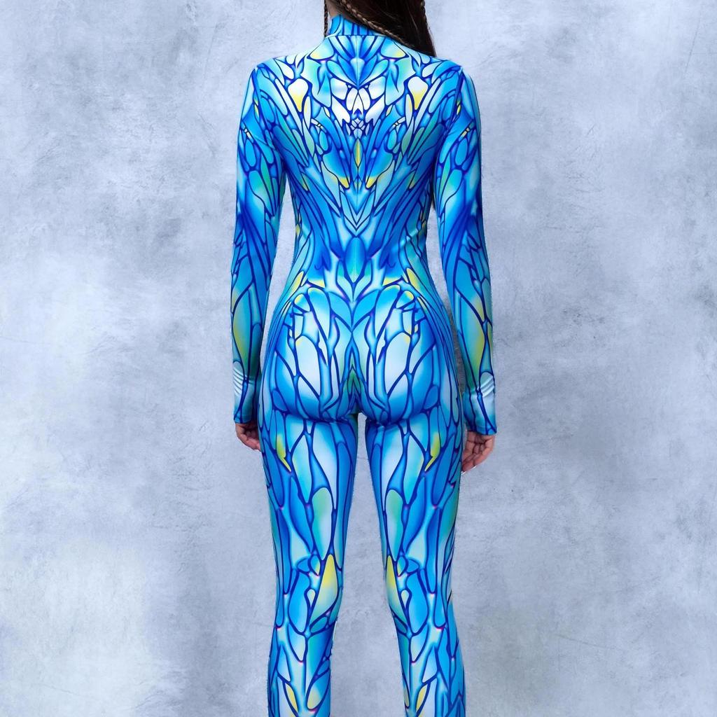 Women 3D Digital Printing Halloween Cosplay Tights Jumpsuit Adult One-piece Carnival Party Stage Show Dance Costume Outfit