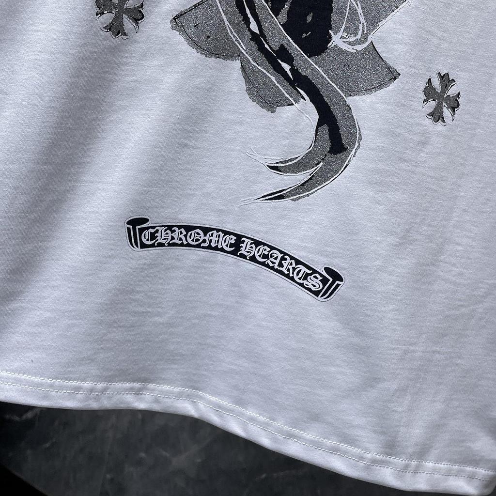 8937 CHROME HEARTS 2026 Summer New High Quality Cotton Round Neck Loose Large Size Men's and Women's T-shirt Couple T-shirt