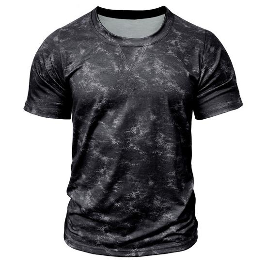 Men's Gym Muscle Tee Short Sleeve Round Neck T-Shirt Casual Printed Tee Shirt for Exercise Vacation Streetwear