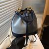Popular bags women's autumn and winter new casual contrasting colors shoulder messenger bag bucket bag