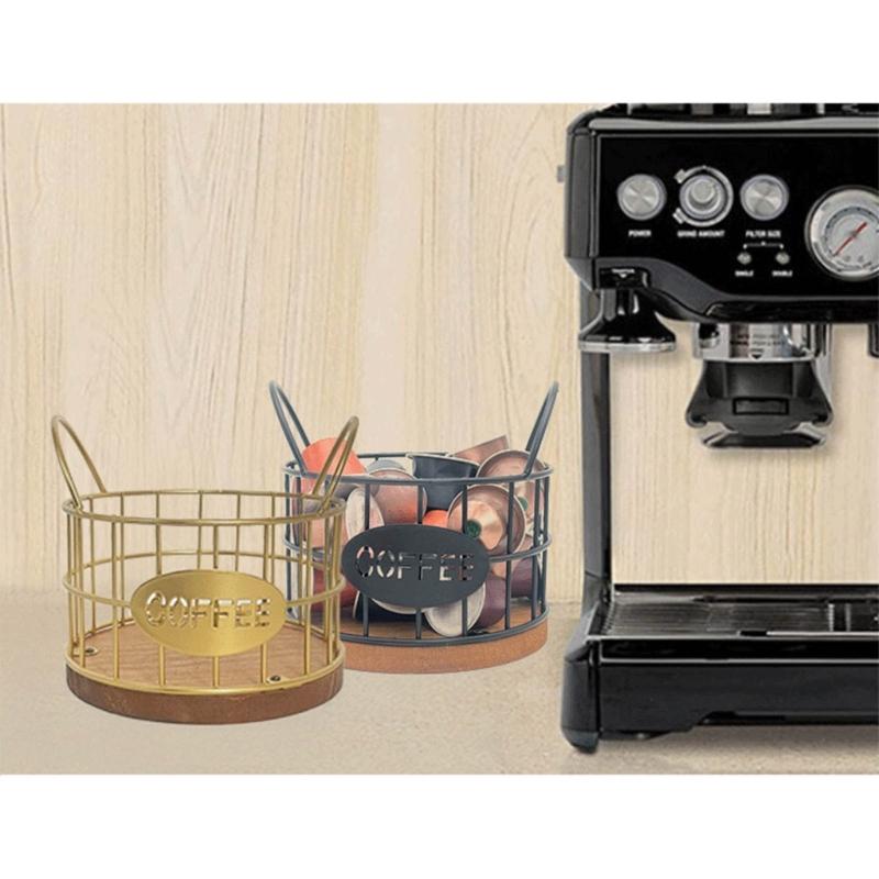 Iron Coffee Holder Versatile Coffee Storage Rack Coffee Pods Basket Decoration for Kitchen Countertop Espresso Pods Basket