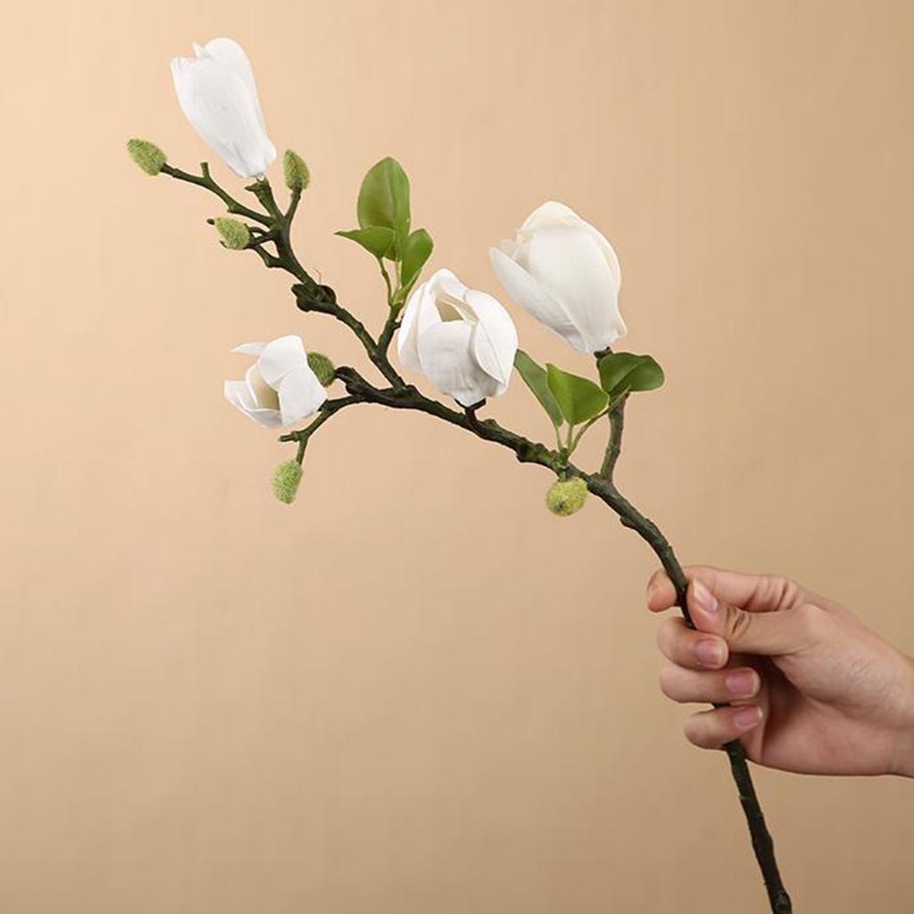 Konstgjord Blomma Silke Magnolia Bukett Gör-det-själv Po Rekvisita Bröllop Brudbukett Bord Fest Vas Hem Utomhus Trädgårdsdekoration