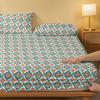 1 Simple Modern Circle Geometry Printed Matte Fitted Sheet, Bedroom Printed Bed Cover, Bedding (Excluding Pillowcases)