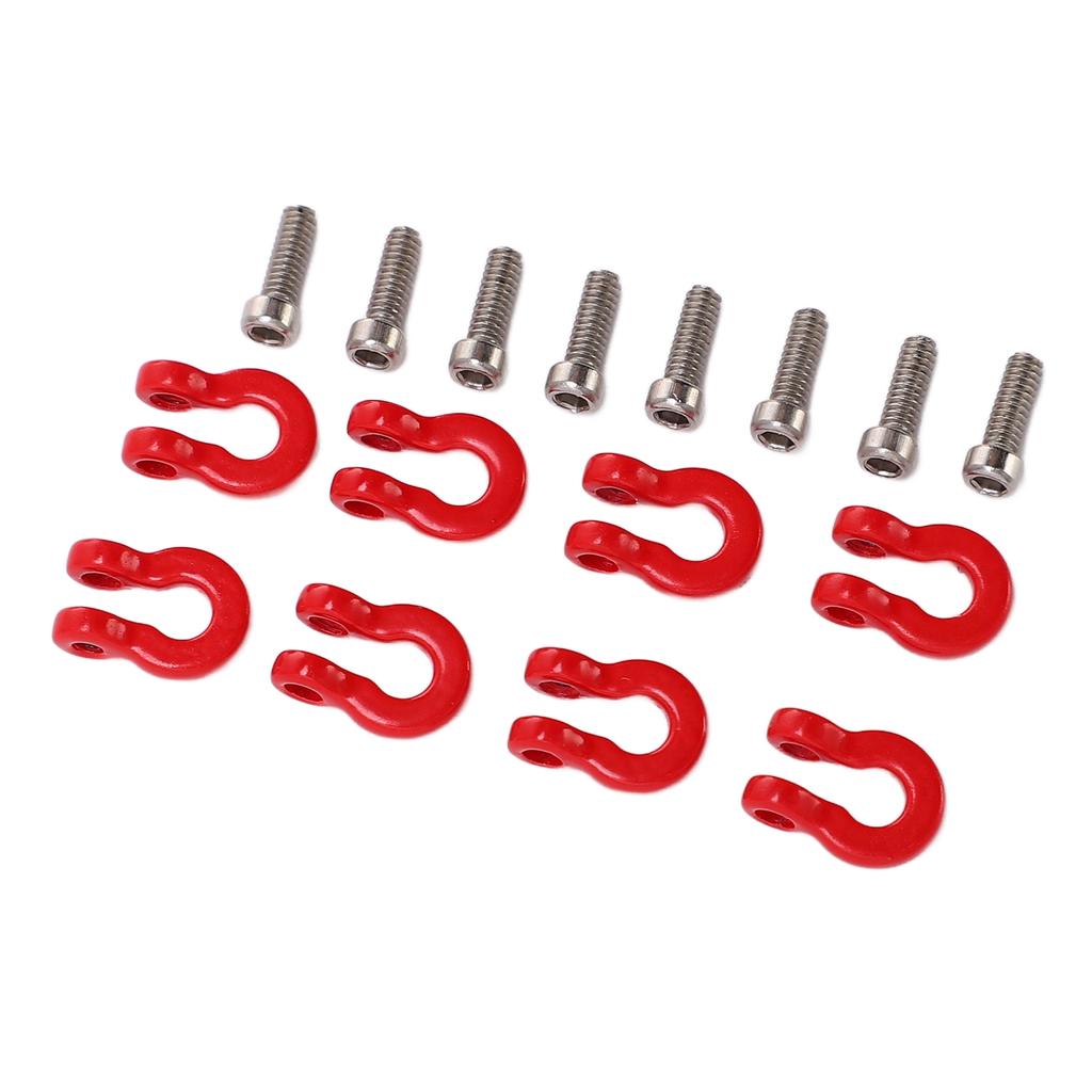 8PCS Metal Front Rear Bumper Trailer Hook Tow Shackle Rescue Hook for Axial Scx24 124 Car