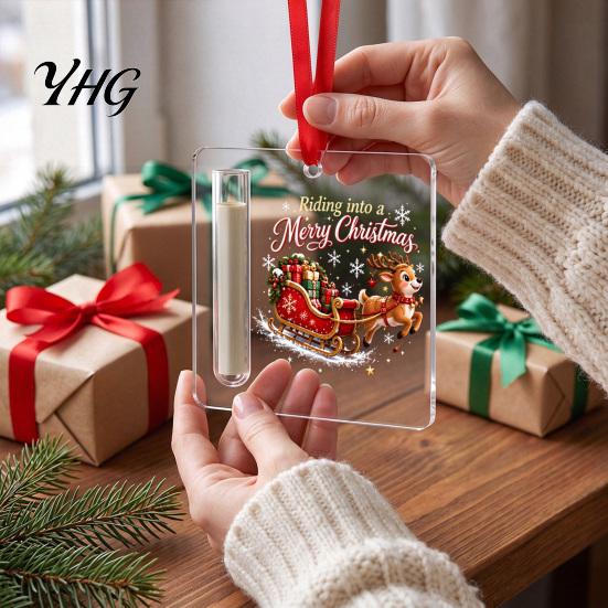 Acrylic Cash Display Holder Christmas Gift Ornament, 2D Money Card Decoration, Xmas Hanging Decoration Tree Ornament for Tree, Fireplace Creative