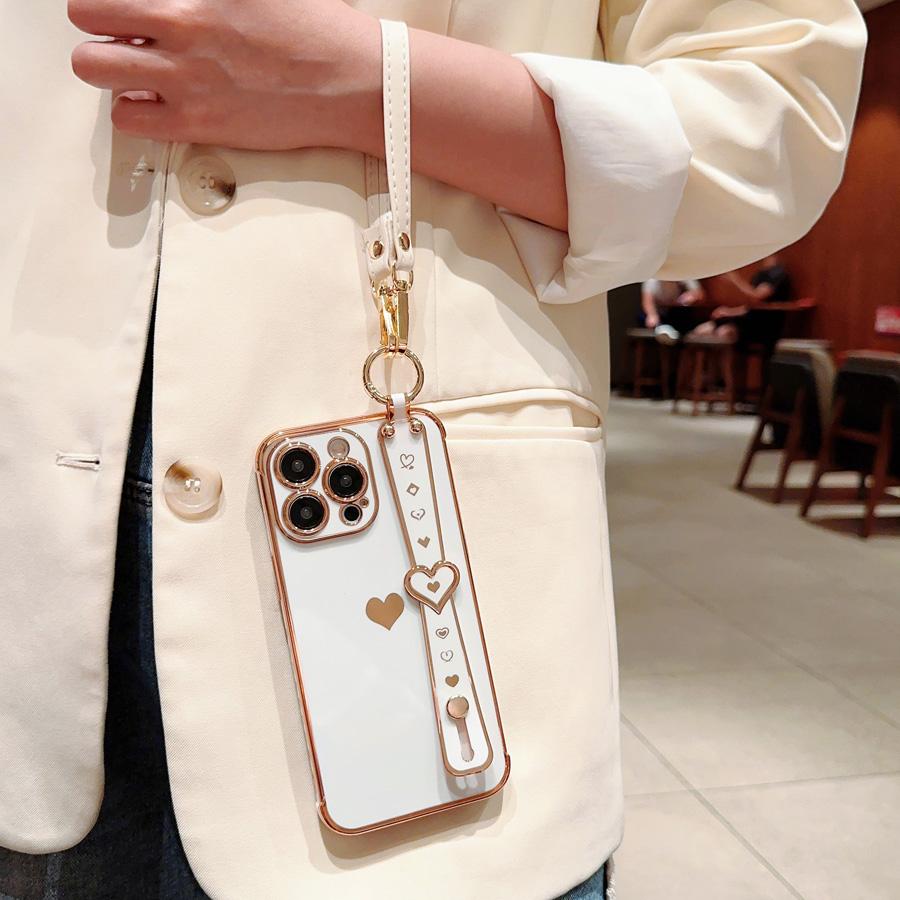 

Гальванический чехол-браслет с милым сердечком для iPhone 15 14 13 12 11 Pro Max Samsung Galaxy S21 S22 S23 Plus Ultra A23 A24 A13 A12 A13 A52 A53 A54 Samsung Galaxy A04S белый