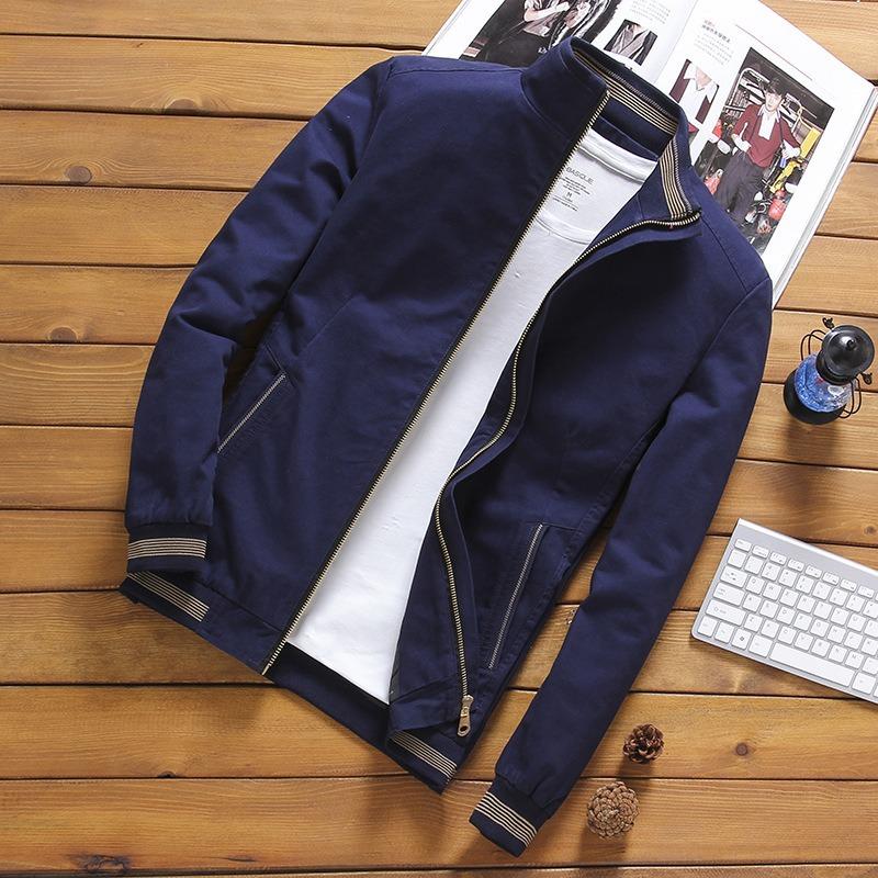 Spring and Autumn Jacket Pure Cotton Jacket Stand-up Collar Baseball Jacket Casual Jacket Men
