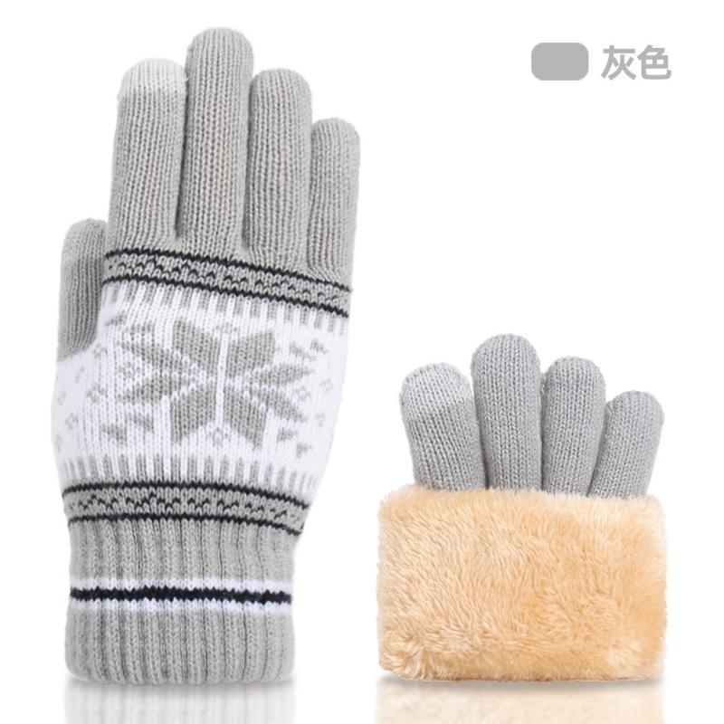 Cold and warm knitted gloves Christmas wind velvet thickened double-layer adult cartoon/character