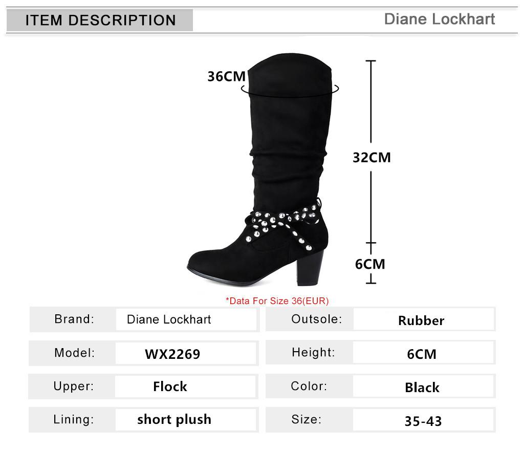 Fashion Large Size 35-43 Women Knee High Boots Ankle Strap Rivet With Retro Women's Motorcycle Boots Thick fur Warm Winter Botas Mujer