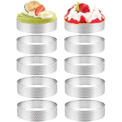 10KS 5/6/7/8CM Perforované tartaletkové kroužky s otvorem Nerezový tartaletkový spodek Věž Ovocný koláč Quiche Dortový kroužek Pěnová forma na pečení