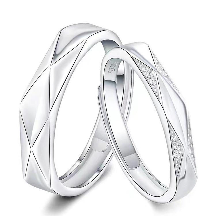 Promise Of Love Couple Rings Men And Women A Plain Minimalist Love Open Rings Fashionable Fashionable Minimalist Minimalist Diamond RingSimple Rings