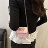 Beautiful exquisite mini square bag summer new solid color bow chain shoulder messenger bag women