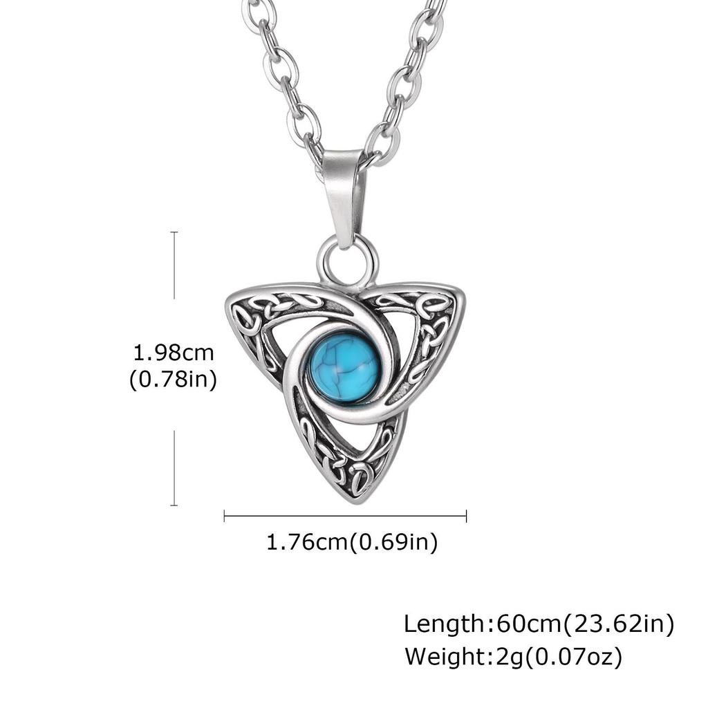 Stainless Steel Men's Retro Necklace with Star Moon Turquoise Pendant (PN-2111)
