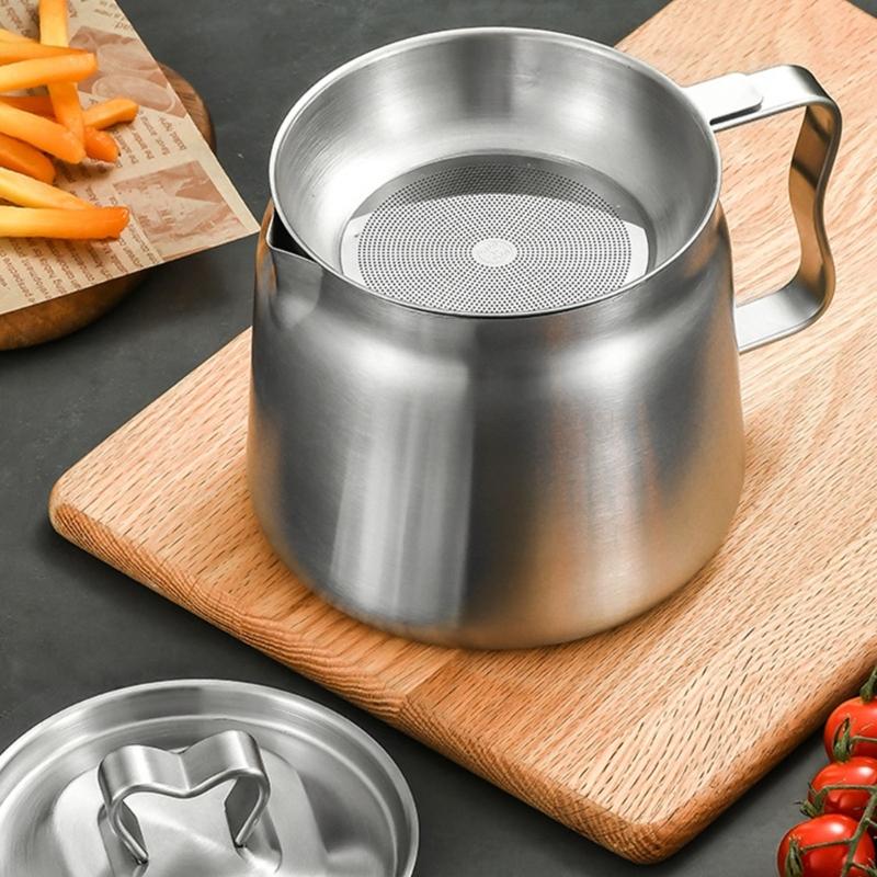 Lebensmittelechte Öl-Abtropfkanne Mit Abnehmbarem Deckel Und Frittierkorb Langlebiges Küchenwerkzeug Für Zuhause Restaurant
