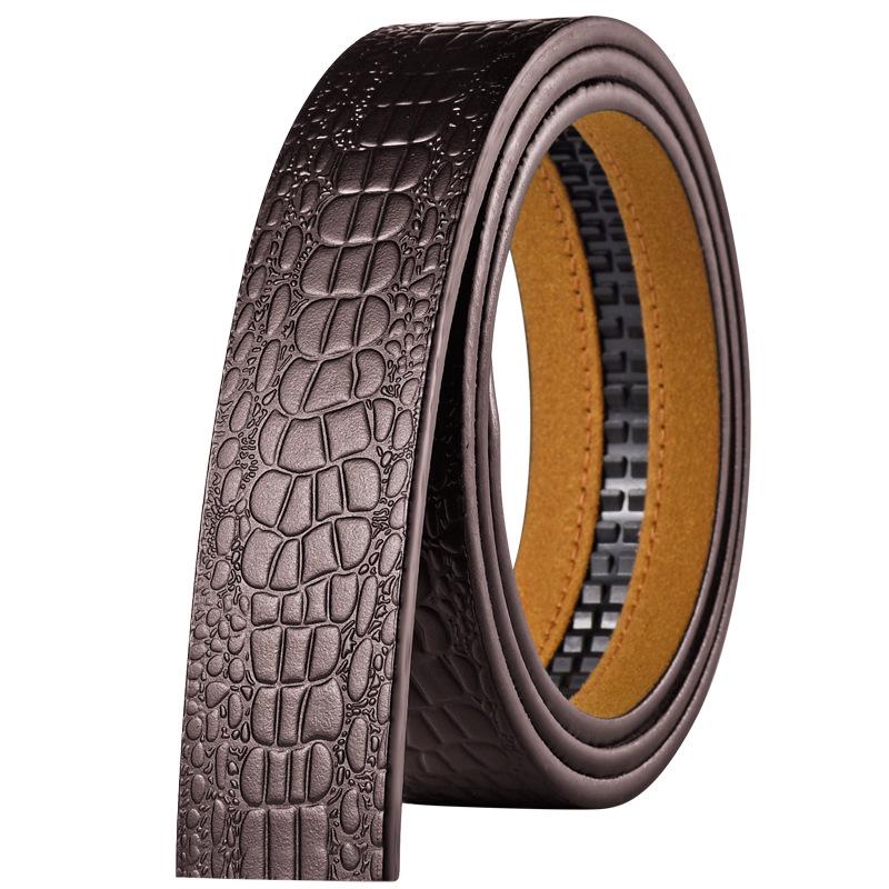 Headless Men's 3.5cm Leather Belt Strap with Automatic Buckle-Free Design