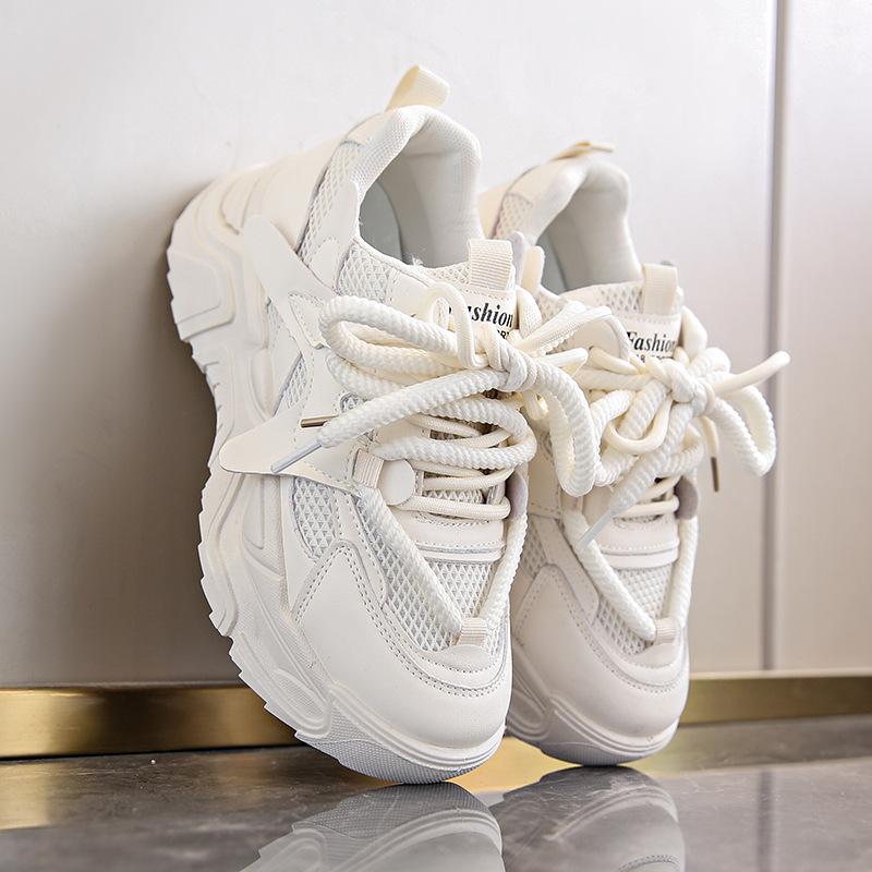 Mesh Breathable Non-slip Soft-soled Dad Shoes Women's 2025 New Summer Thick-soled Heightened and Small Casual Sports Shoes