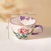 Keramisk kaffekopp, Premium 350ml Bone China Kaffe Te Krus, Blomsterdesignet Tekopp, Frokostkopp