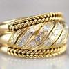 Huitan Bright Gold Color Women Rings with AA Cubic Zirconia Luxury Wedding Band Accessories Modern Fashionable Female Jewelry