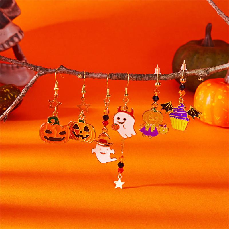 Halloween Pumpkin Ghost Earrings With Alloy Dangle For Parties And Cosplay