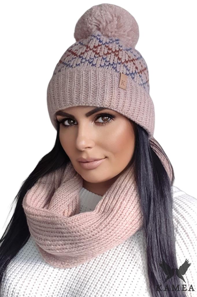 Margherita Set Winter Hat with Scarf Color Pink