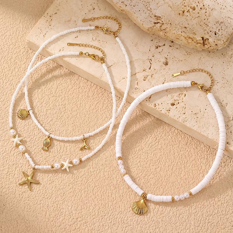 Geometric Starfish Pendant Necklace For Women With Zinc Alloy Chain Summer Fashion