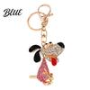 Lightweight Key Chain Rhinestone Dog Keychain Backpack Purse Bag Charm with Lobster Zinc Alloy Holder Clasp Golden Plated Puppy Keyring Decorative