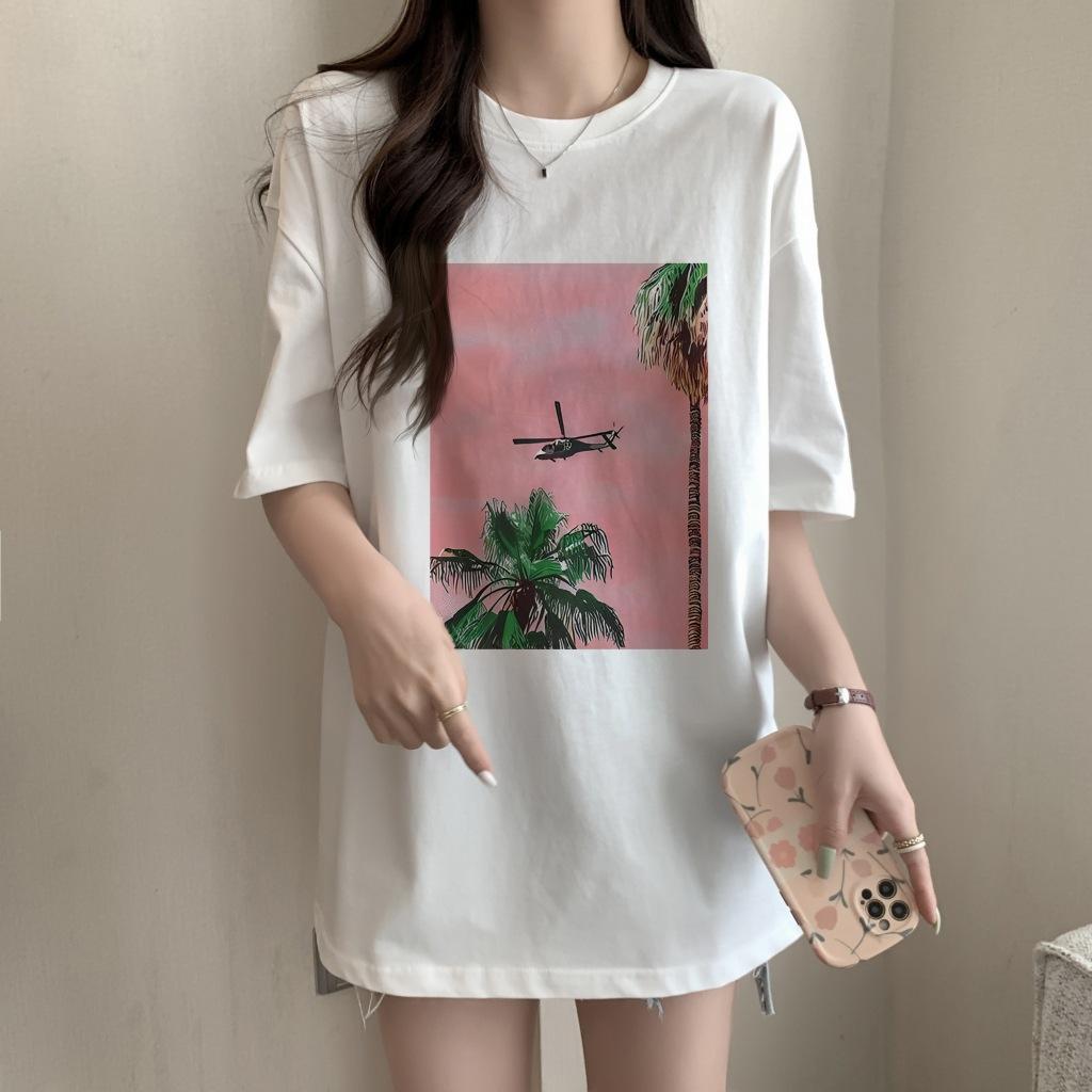 Cotton Printed Summer Short Sleeve T-Shirt Women's Loose