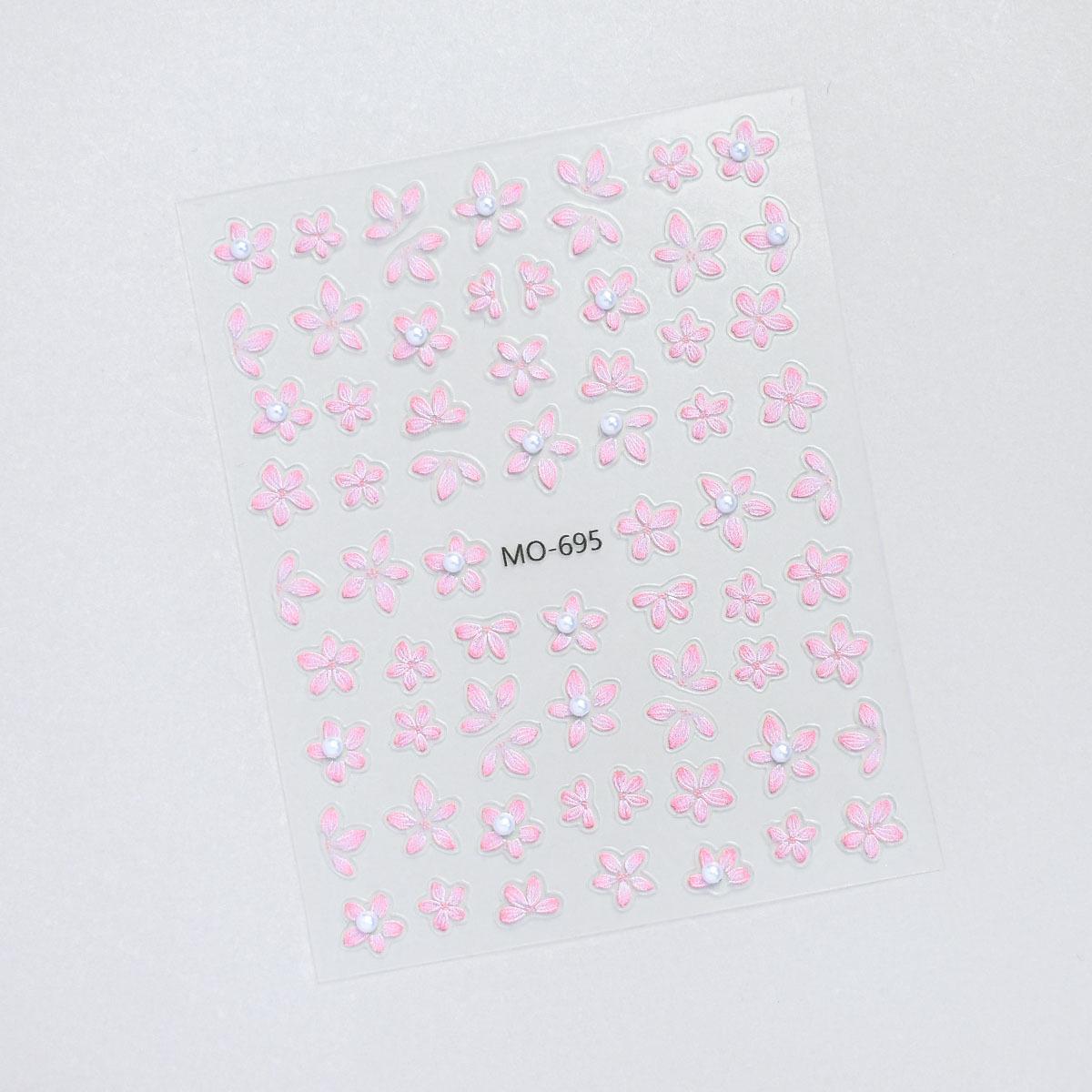 Spring White Pearl Flower 3D Nail Art Stickers – Simple Ins Style Decoration