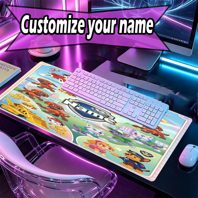 Personlig musemåtte med PAW Patrol-mønster og tilpasset navn, Laptop PC Skrivebordsmåtte, Dekorativ Skrivebordsmåtte til Hjemmet Tastaturunderlag Gave